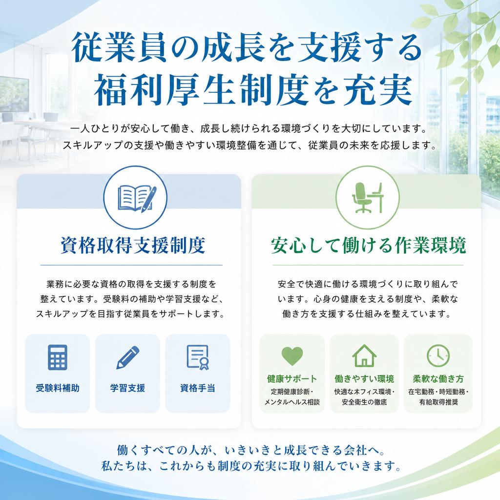 福利厚生とサポート体制の充実